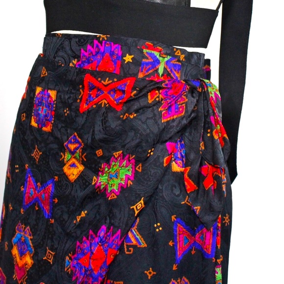 100% SILK early 90s wrap skirt - Picture 3 of 11